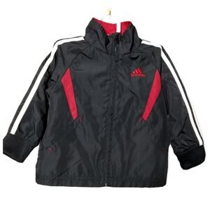 Adidas windbreaker toddler jacket 18 months black and red